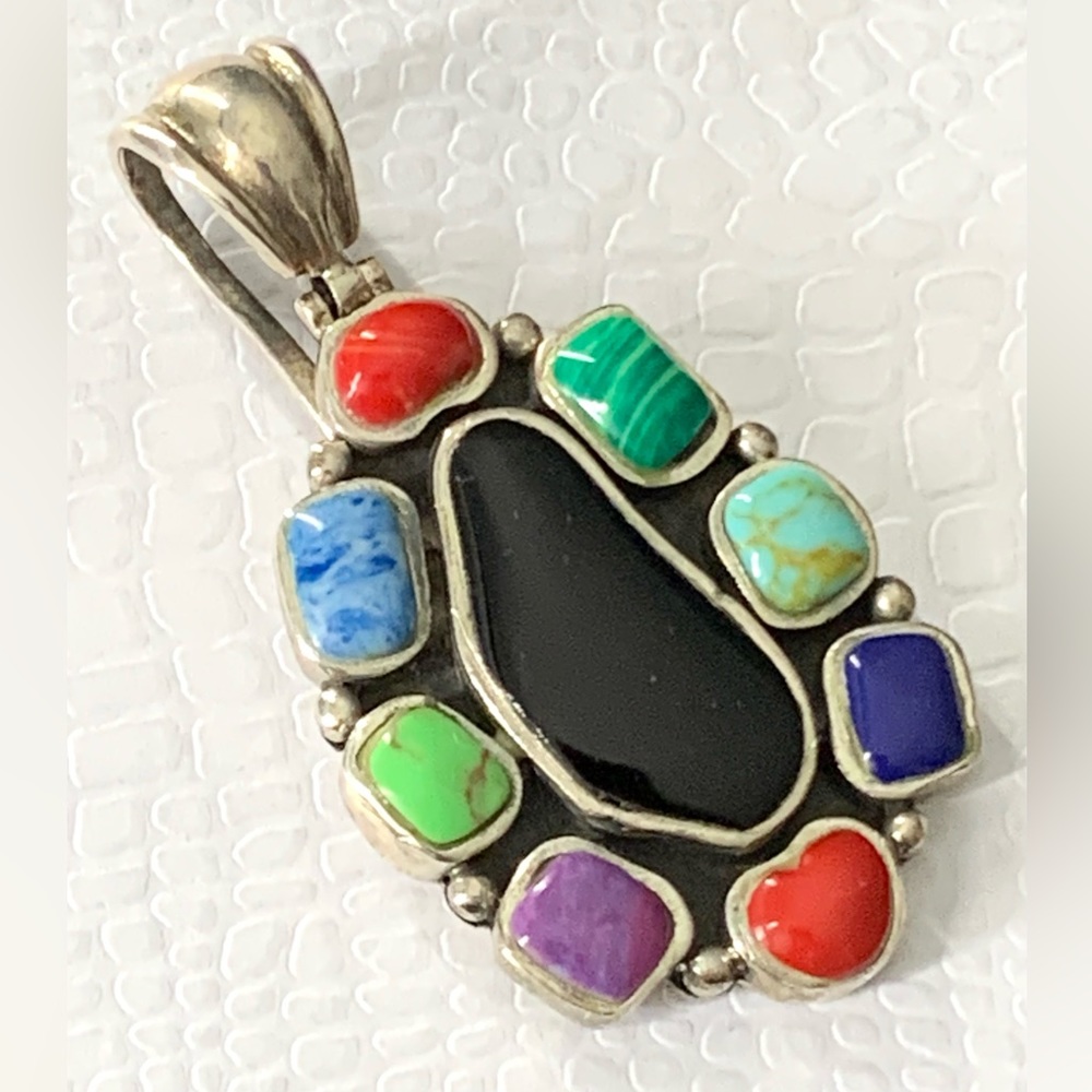 CSX Sterling Silver 925 Thailand Colored Stones Southwestern Pendan